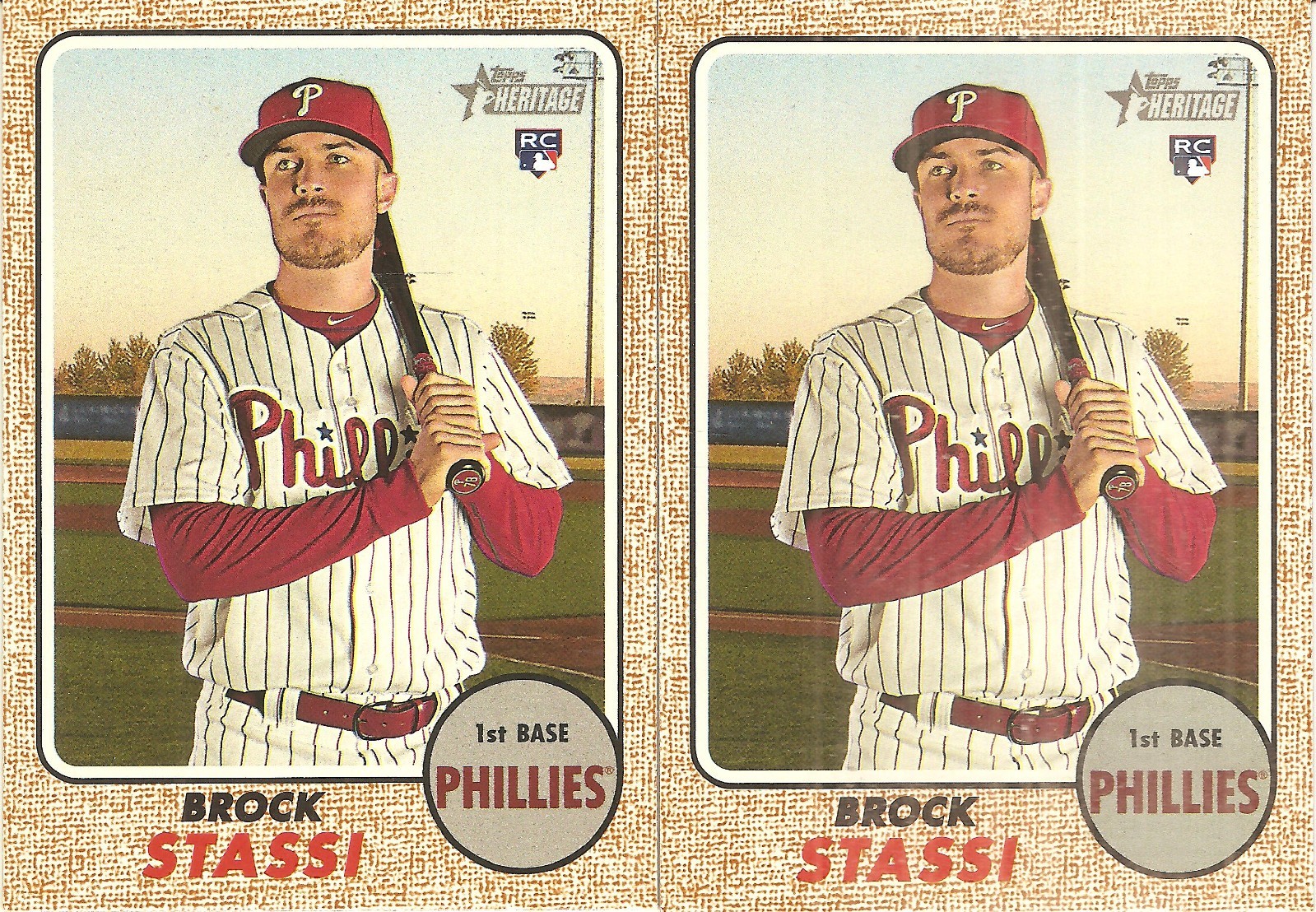 2 CARD 2017 TOPPS HERITAGE BROCK STASSI BASEBALL CARD LOT