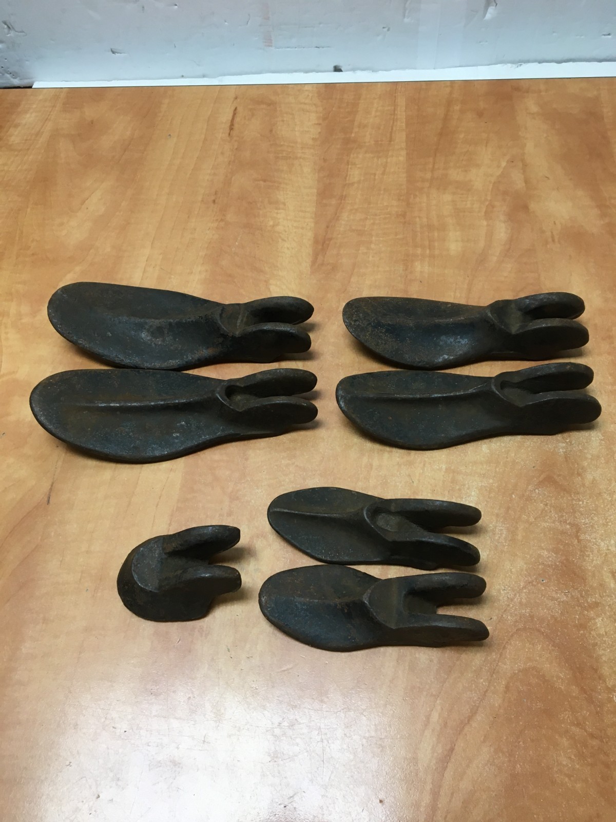 Lot of 7 Vintage Antique Cast Iron Cobbler Shoe Form Molds Shoemaker