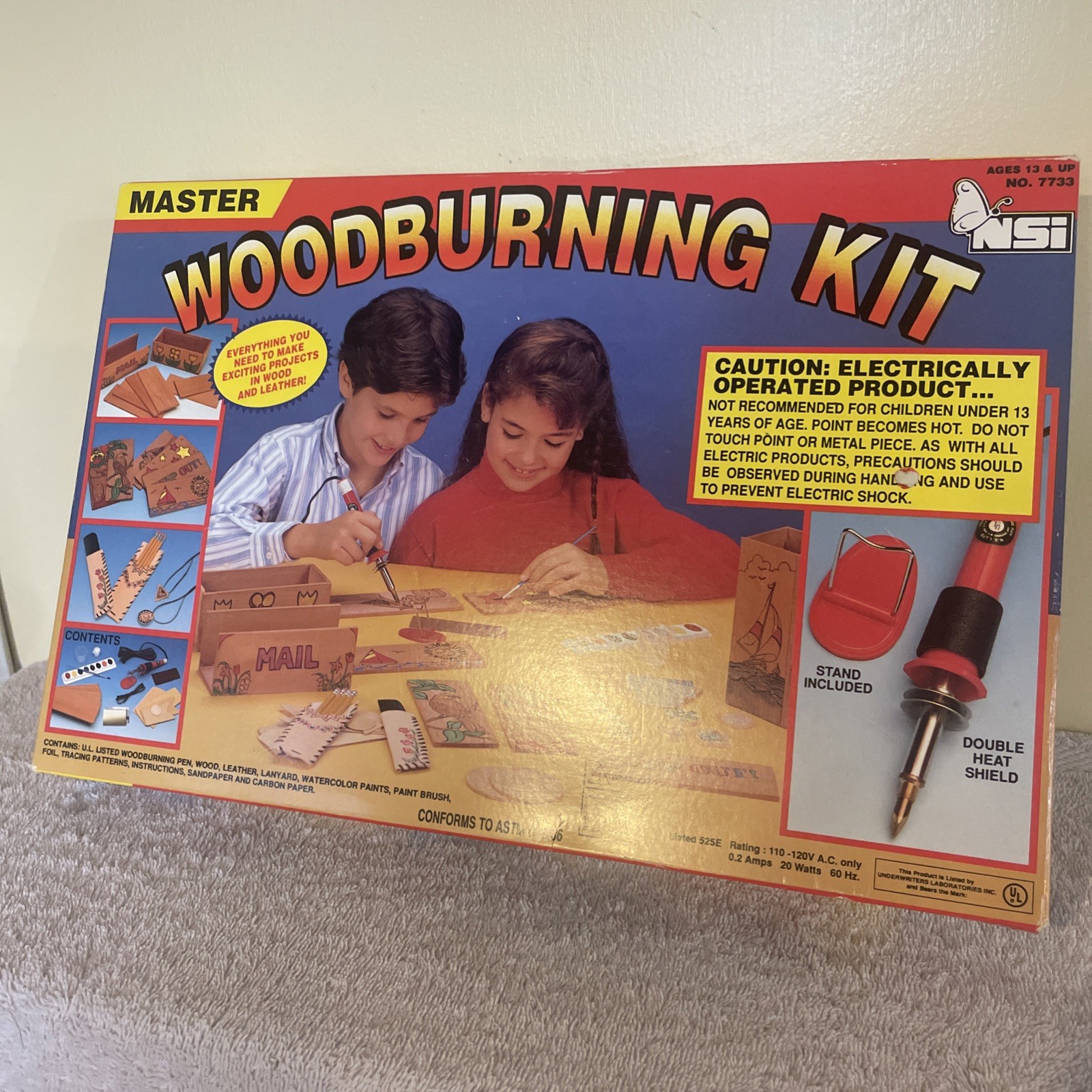 Vintage 1993 Woodburning Kit Designed for Designs On Wood Cork and Leather. New