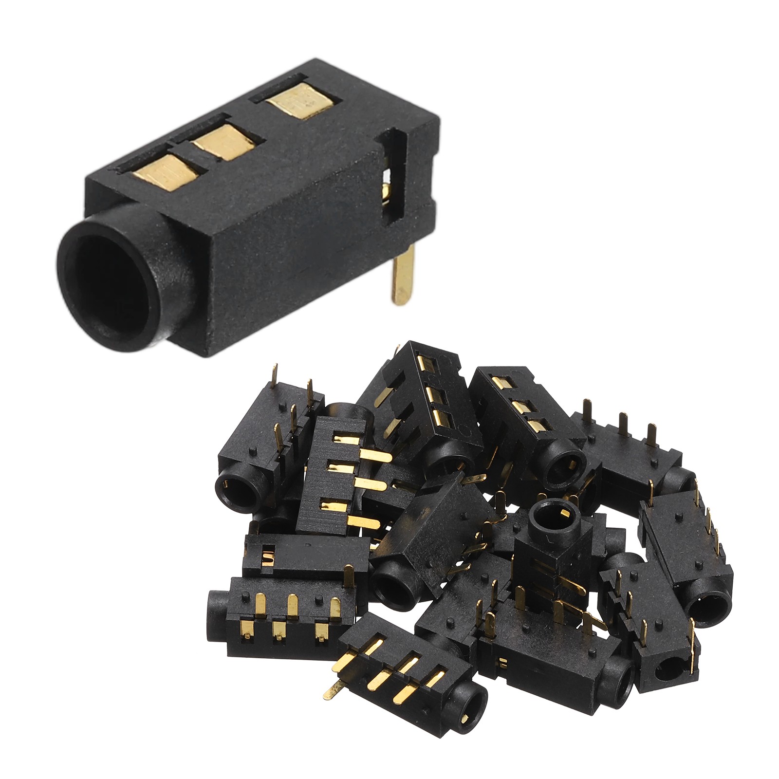 20Pcs Stereo Jack Socket, 1/8" 3.5mm 4 Pin PJ-320A PCB Mount Female,Black