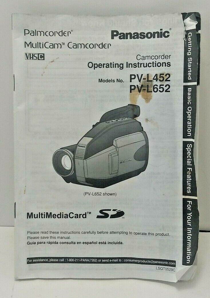 Panasonic PV-L452 & PV-L652 Camcorder Operating Instructions