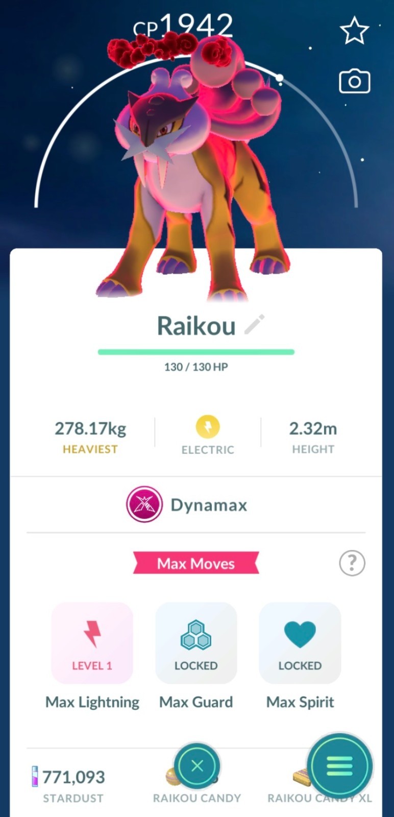 Pokemon GO ⚡️ - DYNAMAX RAIKOU (Registered or 30 Days)