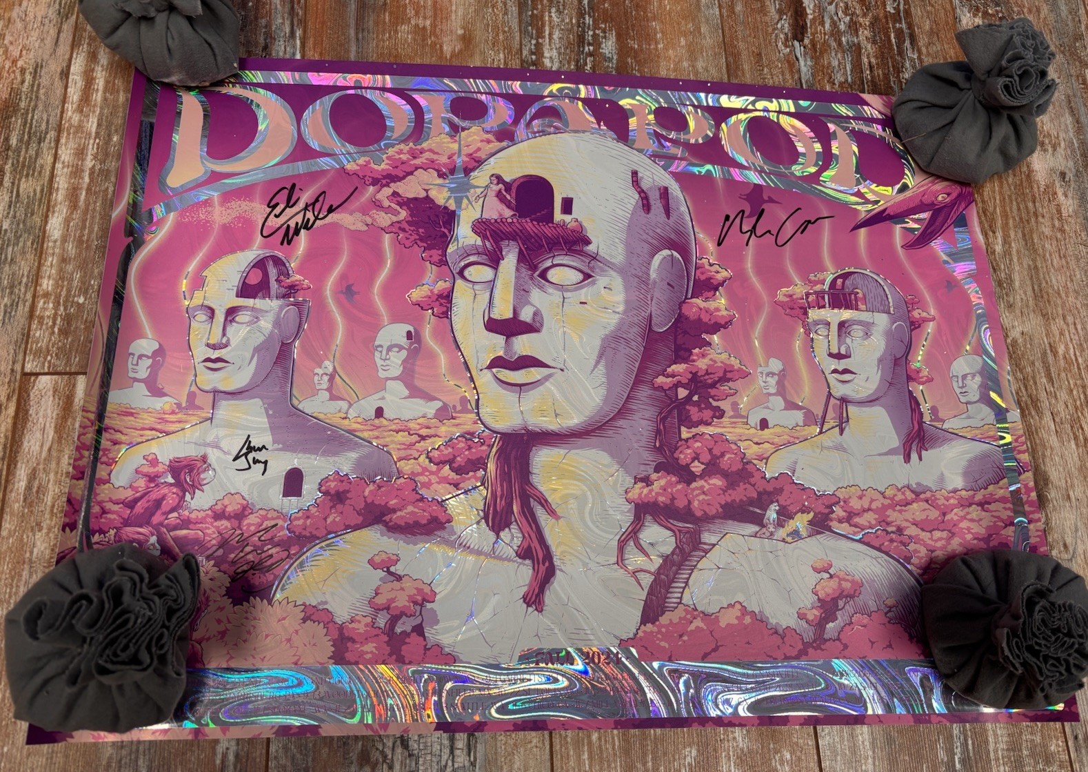 Dopapod 2024 Fall Tour Foil Variant Poster Autographed X4 24”x18” Original