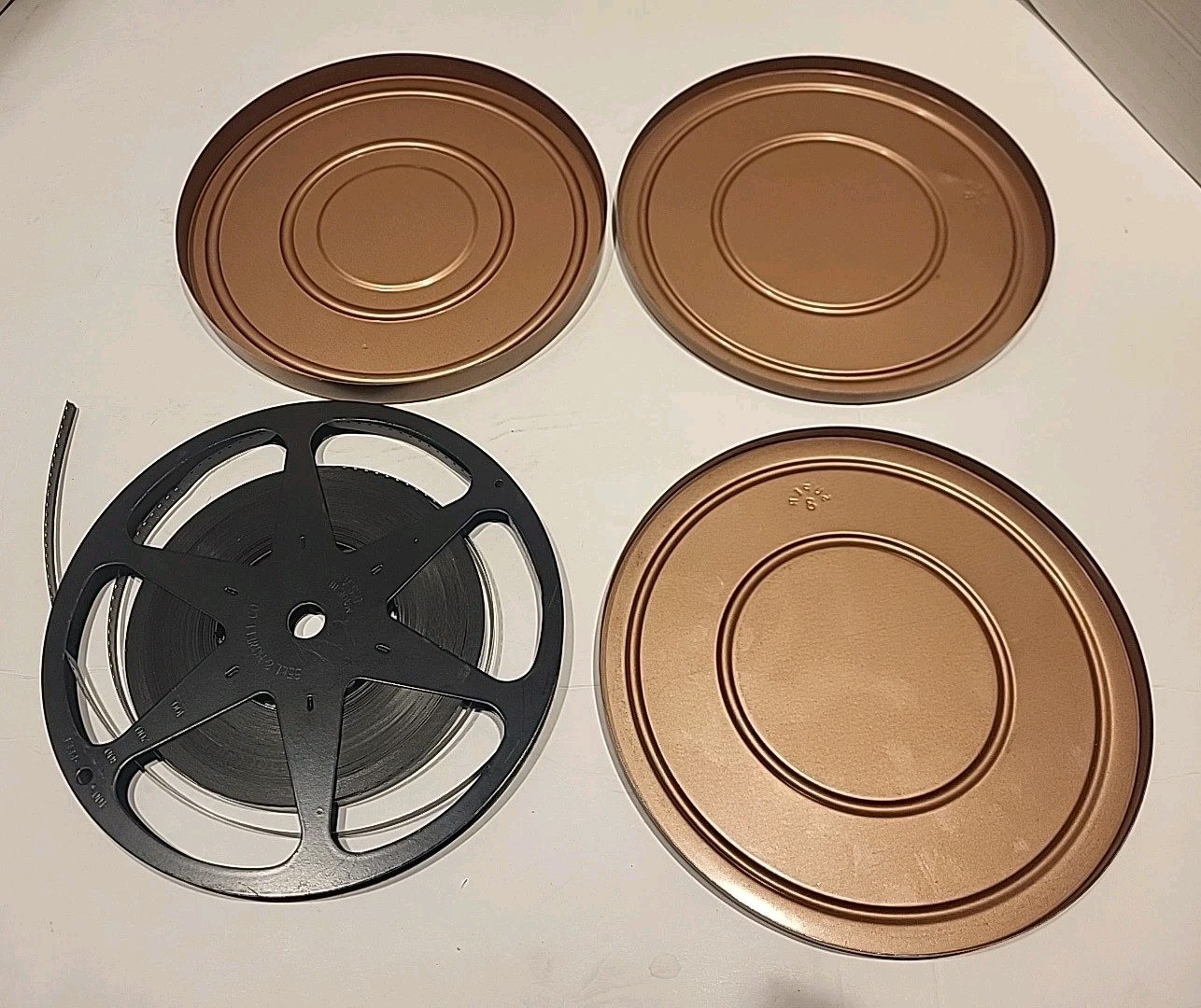 Vintage 7" Movie Reel With Film In 3 Piece Metal Canister Unknown Super 8 Film