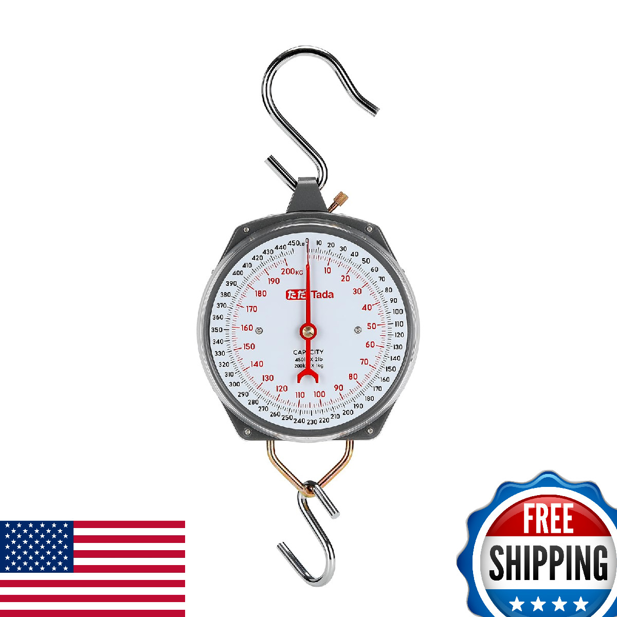 Tada 450lb Mechanical Hanging Scale 8" Dial Heavy-Duty Game Fish Deer