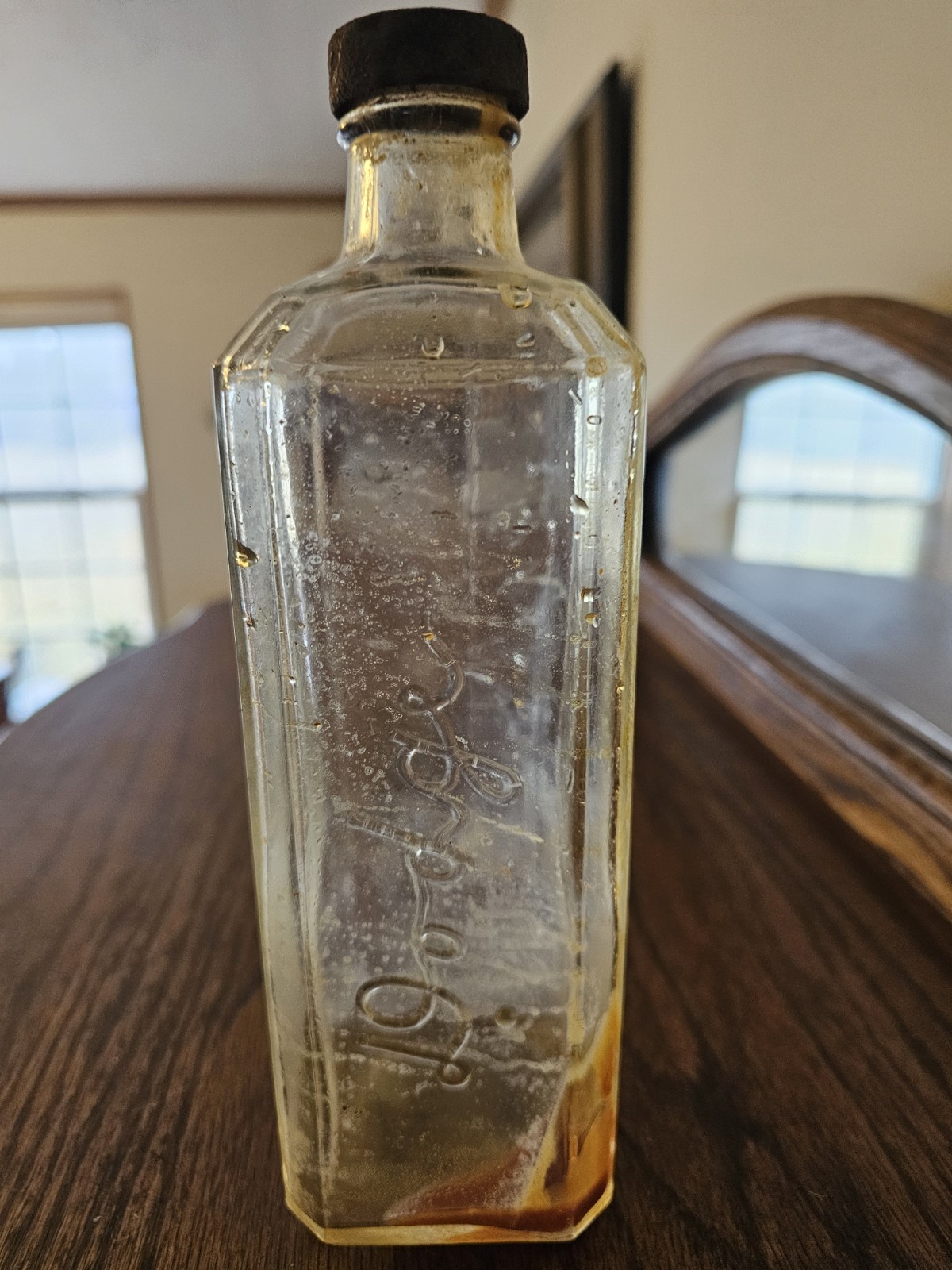 Dodge Embalming Fluid, 16 oz. With Lid. Embossed Numbers And Letters,1930's.
