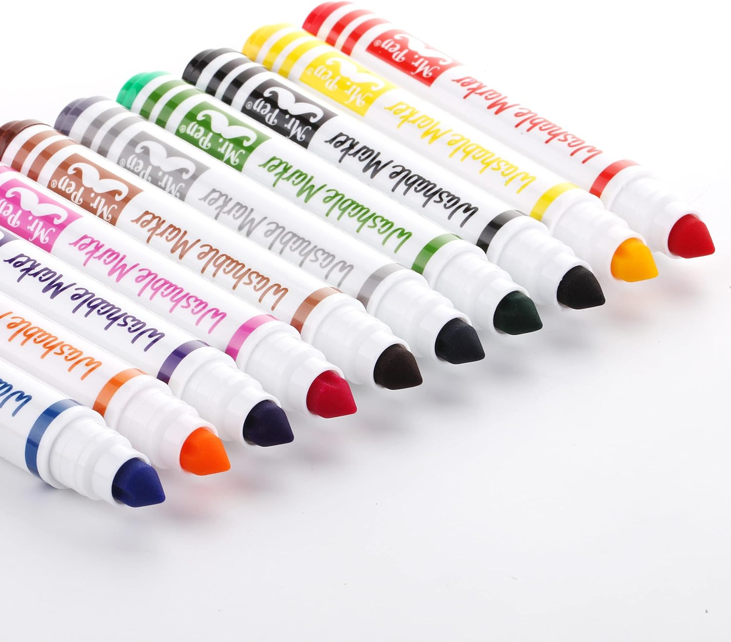  Washable Markers, 10 Pack, Assorted Colors, Broad Line, Kids Washable Markers W