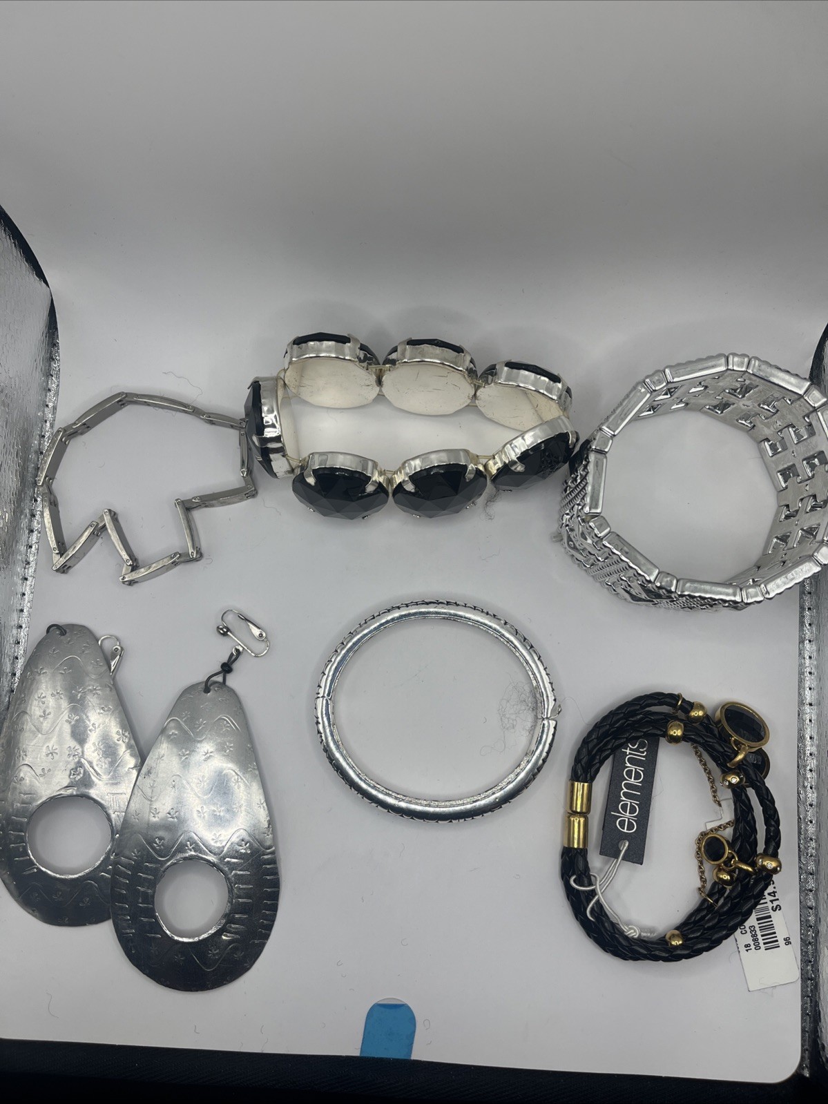 Lot Of 5 Bracelets And One Pair Of Earrings  Silver Plated
