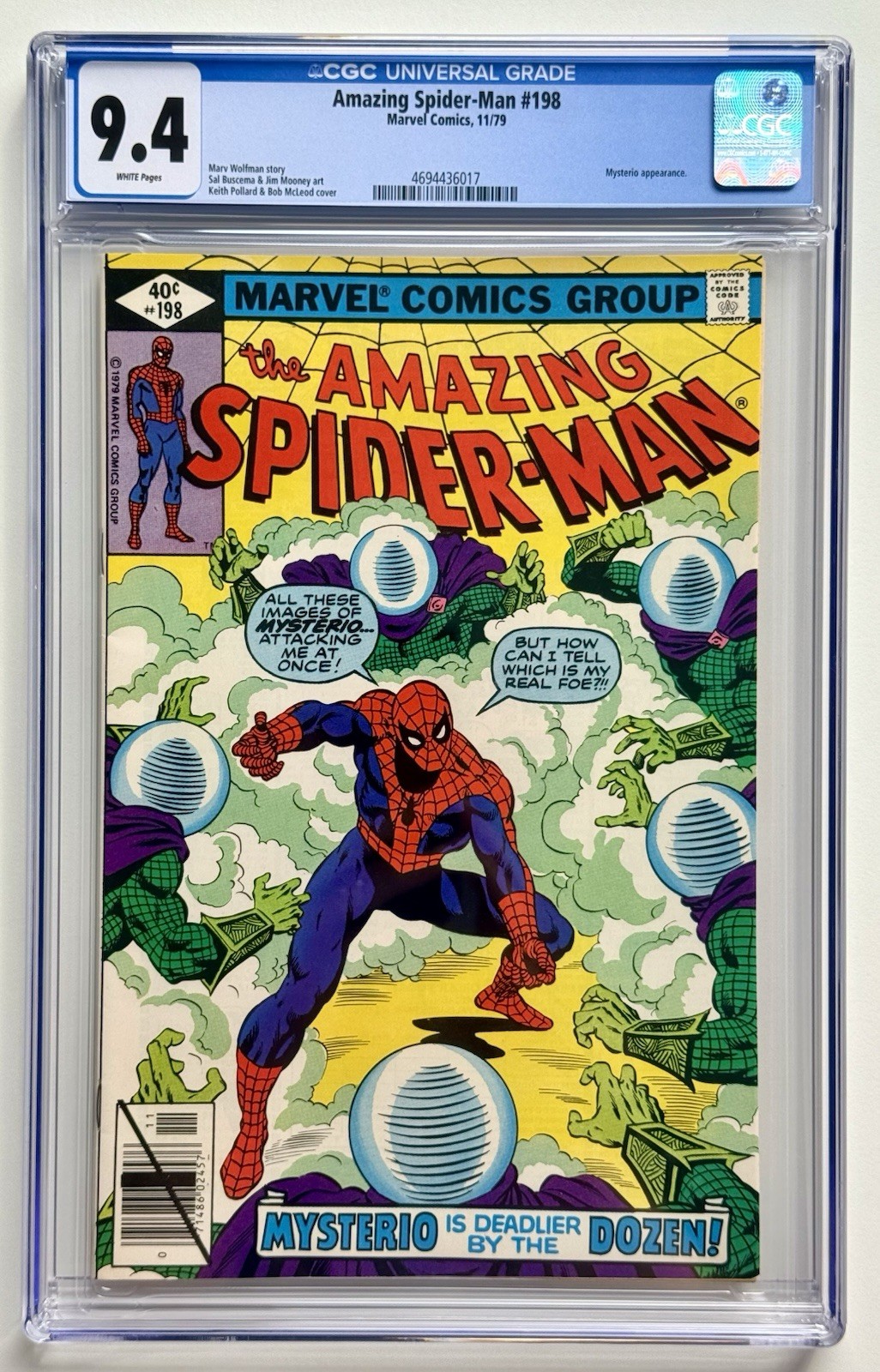 AMAZING SPIDER-MAN 198 * CGC 9.4 * Bronze Marvel 1979 * MYSTERIO * NM