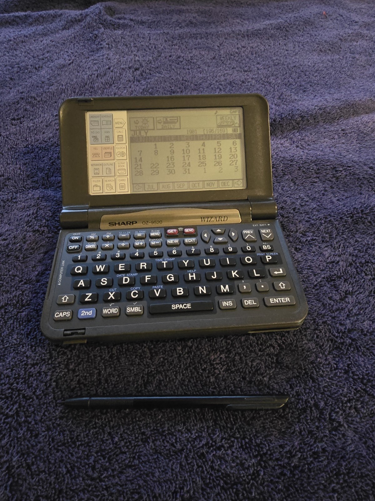 Sharp Wizard OZ-9520 Black 512kb Data Handheld Digital Organizer Planner Fax PDA