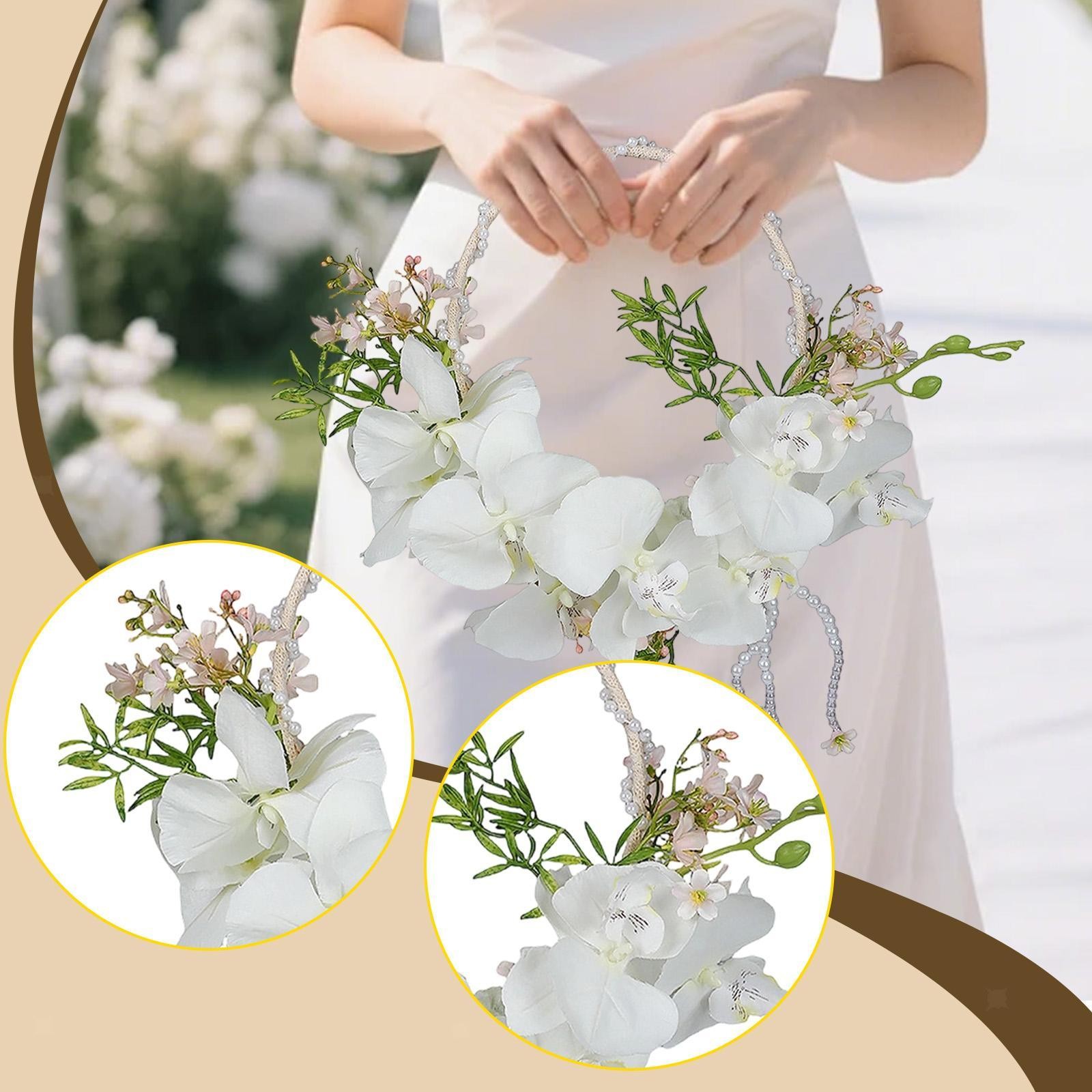 Bridal Handheld Flower Garland Wedding Wreath