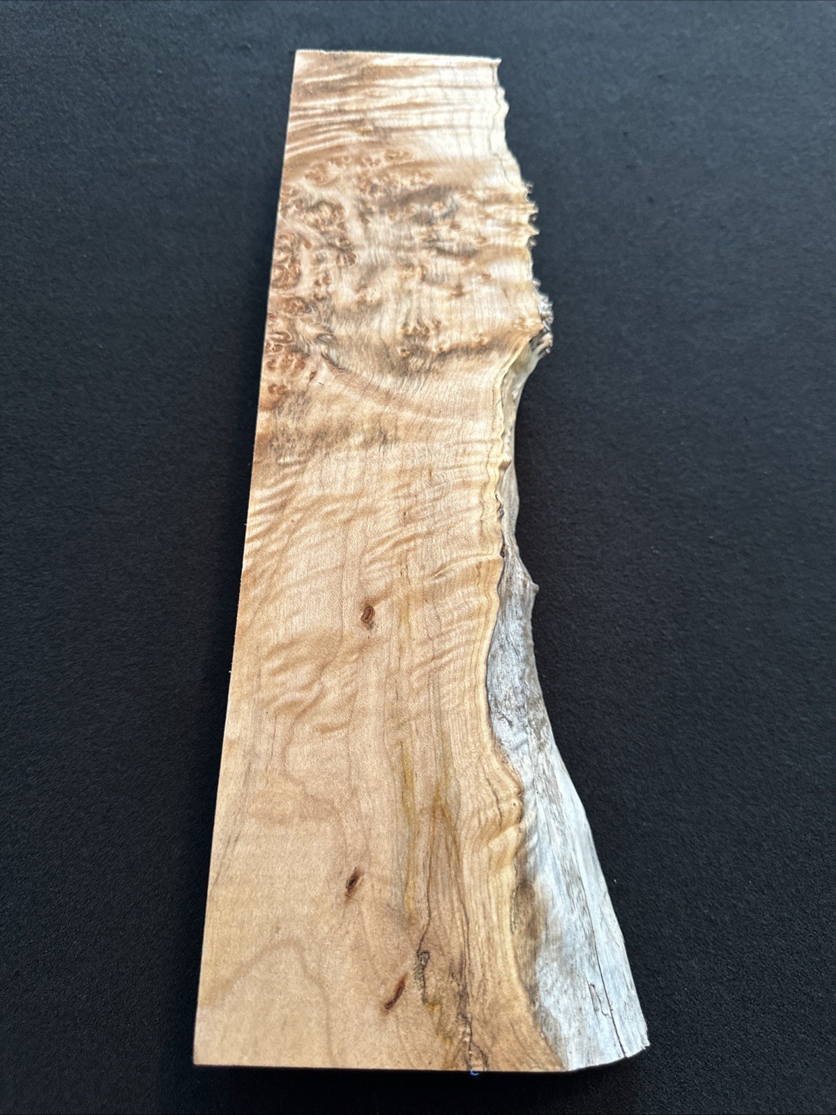 Maple Burl, Live Edge, 12 1/2” Long, 3 1/2” Wide, 1 3/4” Thick, Dry