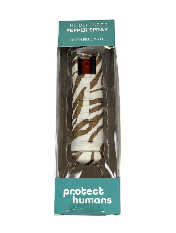 Protect Humans The Defender Pepper Spray 14 Gram Fill 0.5 FL Zebra Print