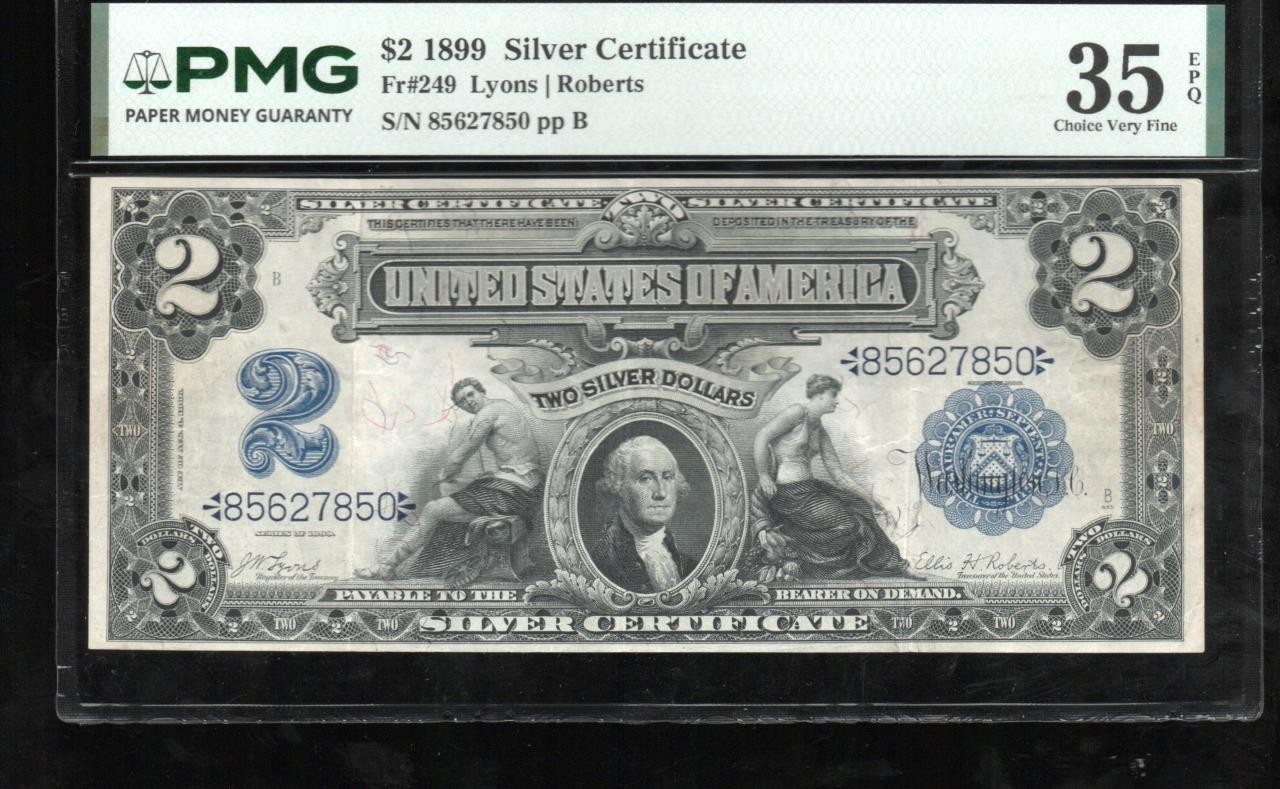 AC Fr 249 1899 $2 Silver Certificate PMG 35 EPQ