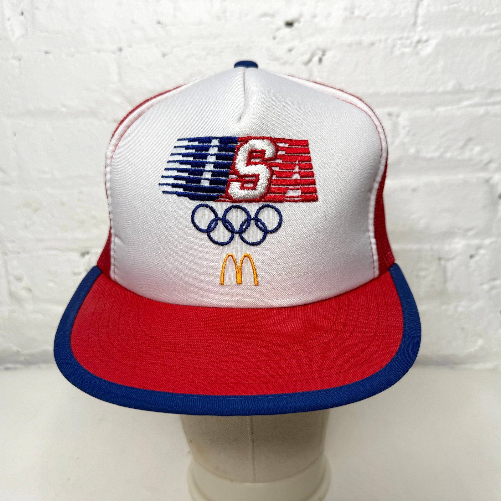 Mcdonalds USA 1984 Olympics Snapback Trucker Employee Hat Mesh Cap Adjustable