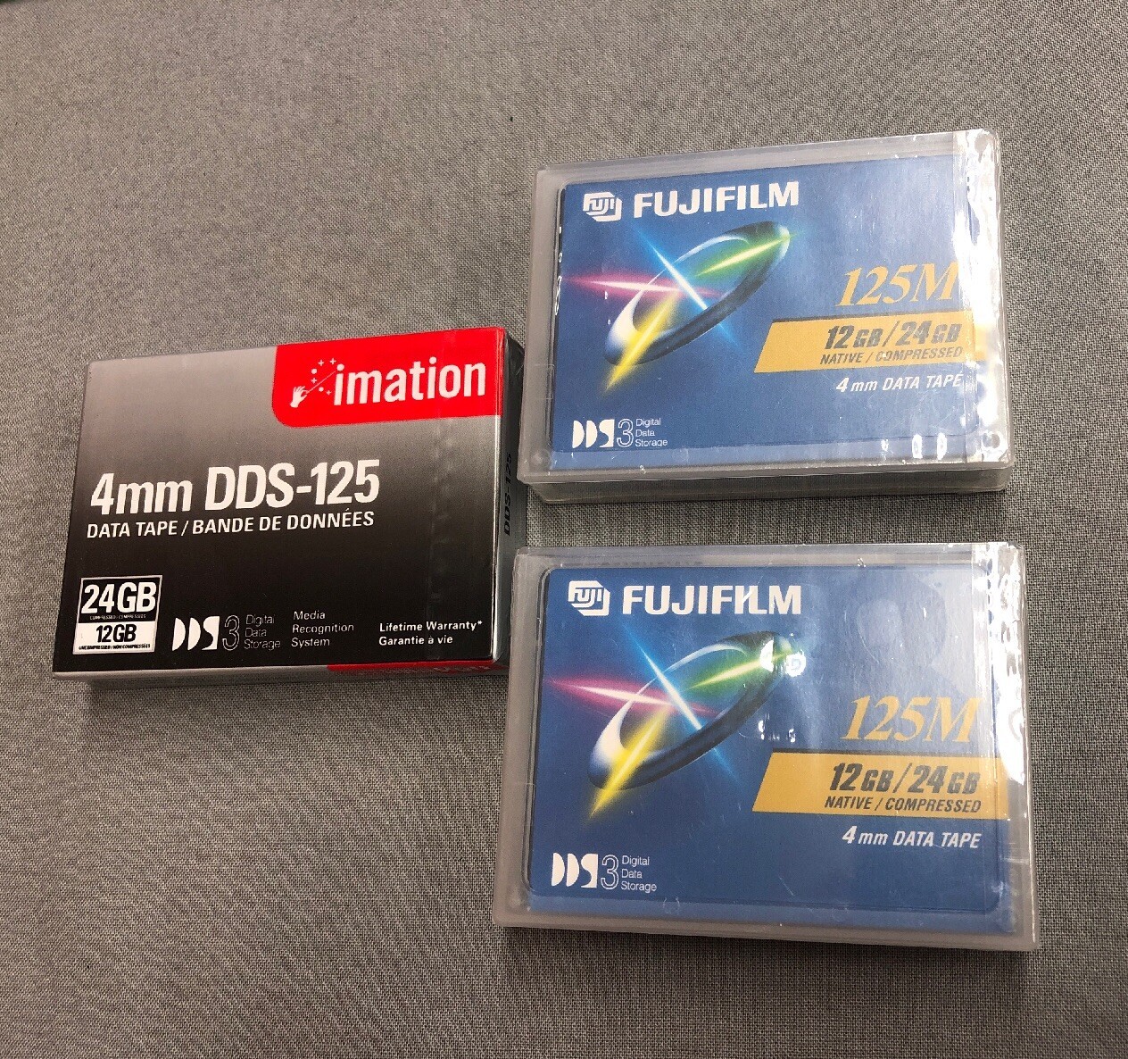 NEW SEALED LOT OF 3 FUJIFILM IMATION 4MM DATA TAPE 12GB 24GB