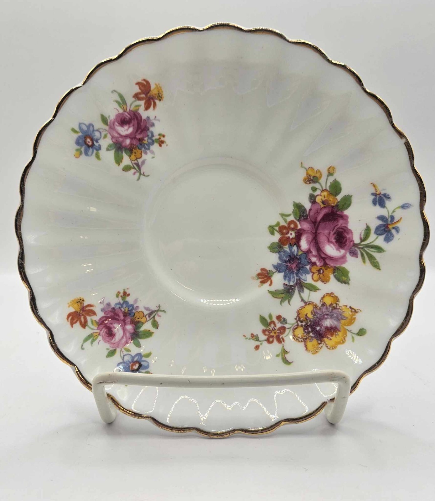 Pink Blue  Yellow Flowers 5.5 inches Radford's Bone China Saucer Only