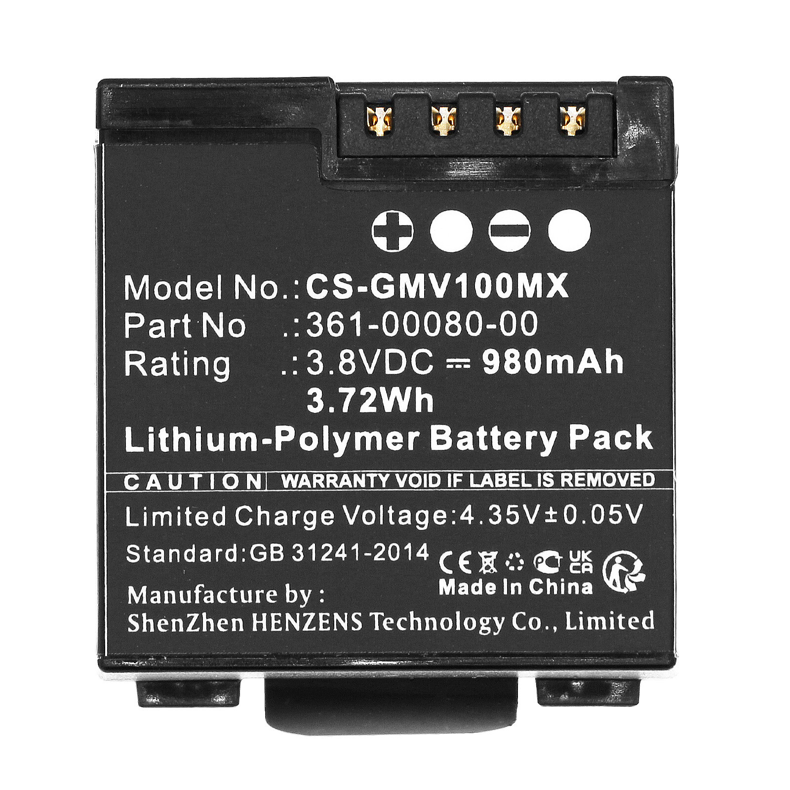BATTERIE 980mAh Type 361-00080-00 010-12256-01 For Garmin Virb X XE, X Compact