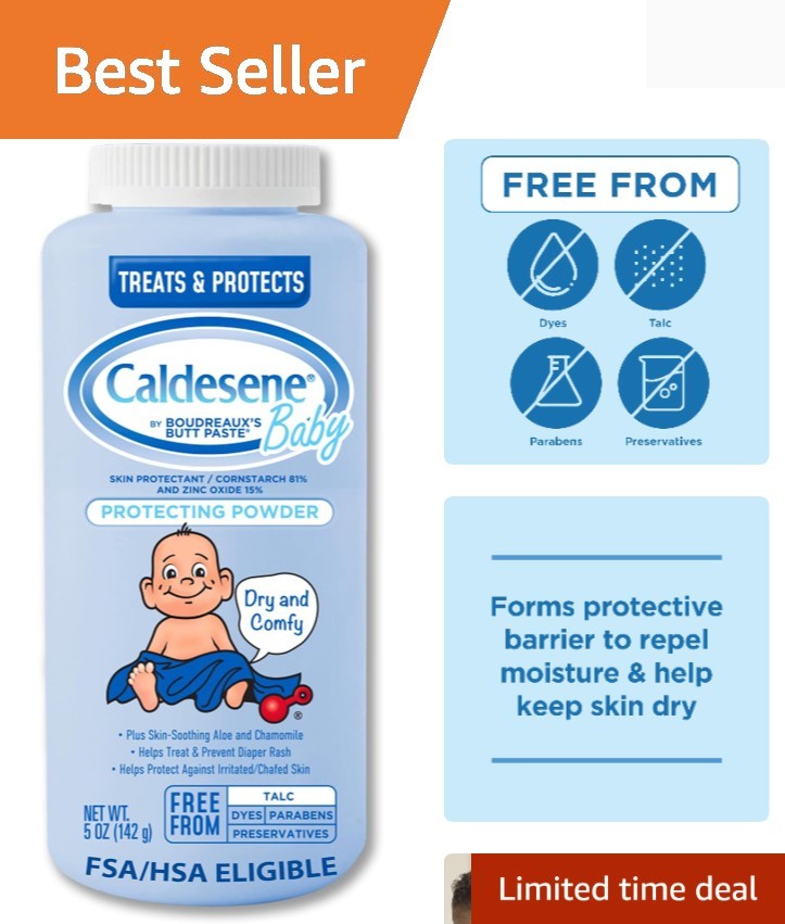 5 Oz Herbal Baby Powder with Zinc Oxide - Trusted by Moms for Diaper Rash Relief