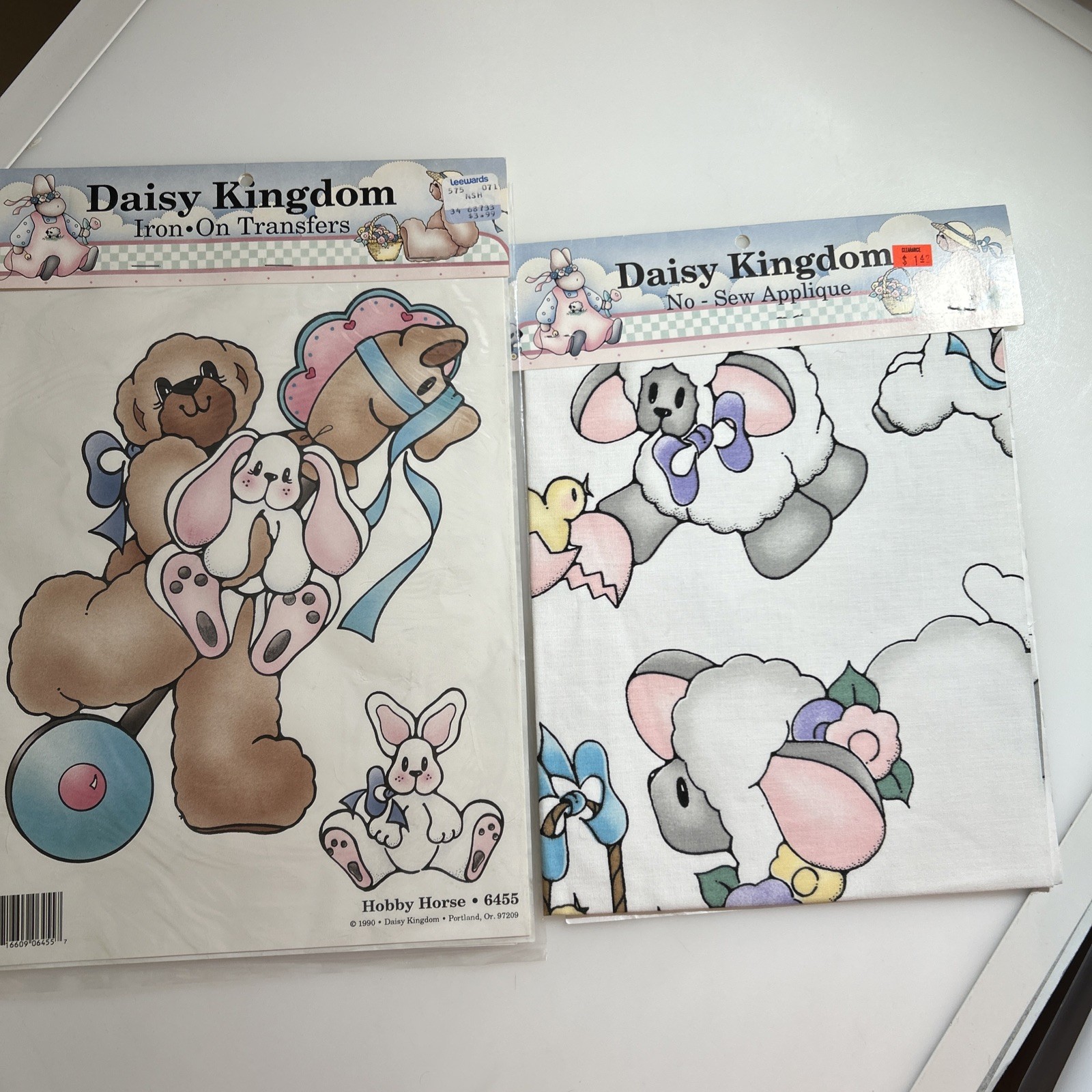1990 Daisy Kingdom IRON-ON Transfer Teddy Bear & Bunny PLUS 1 abys