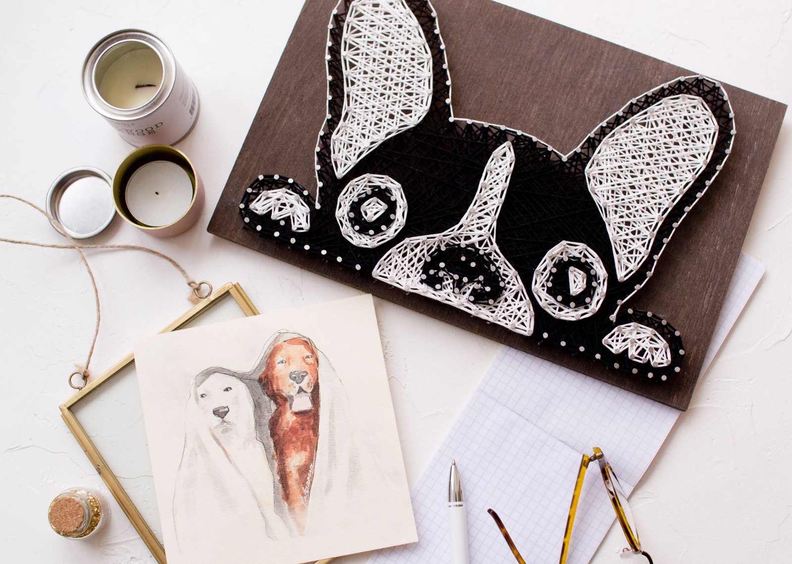 String Art Creative Woman Kit FRENCH BULLDOG Stitching Handmade Embroidery Kits