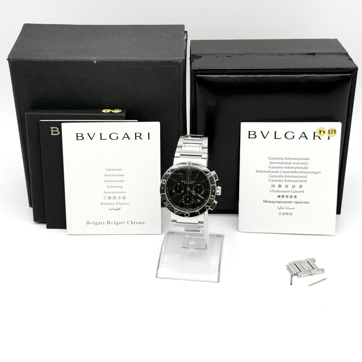 BVLGARI Watch BVLGARI BVLGARI BB42SSCH Chronograph Black Dial SS Auto w/Boxed