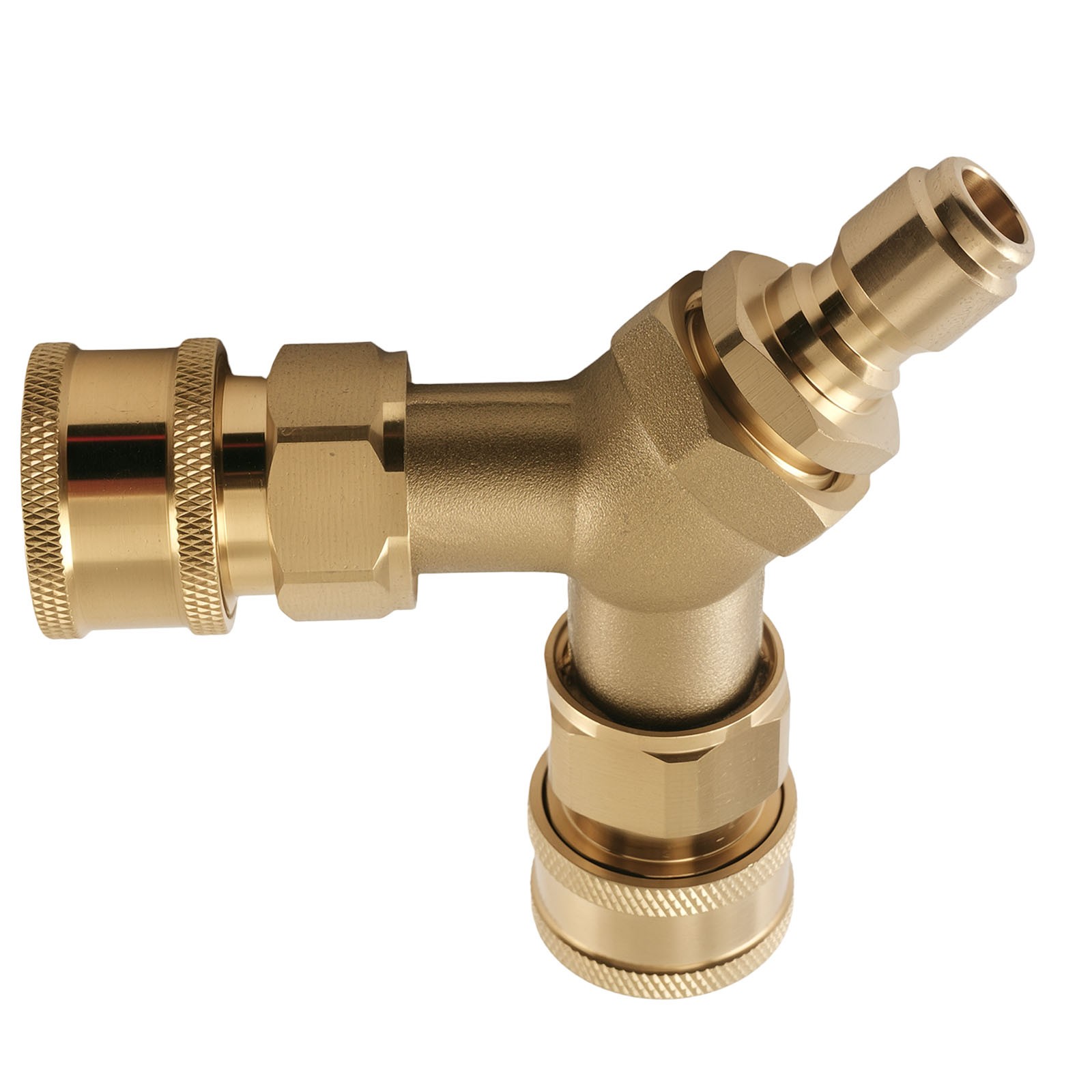 3/8in Quick Connect Coupler Brass Adapter Pressure Washer Tee Splitter Coupler