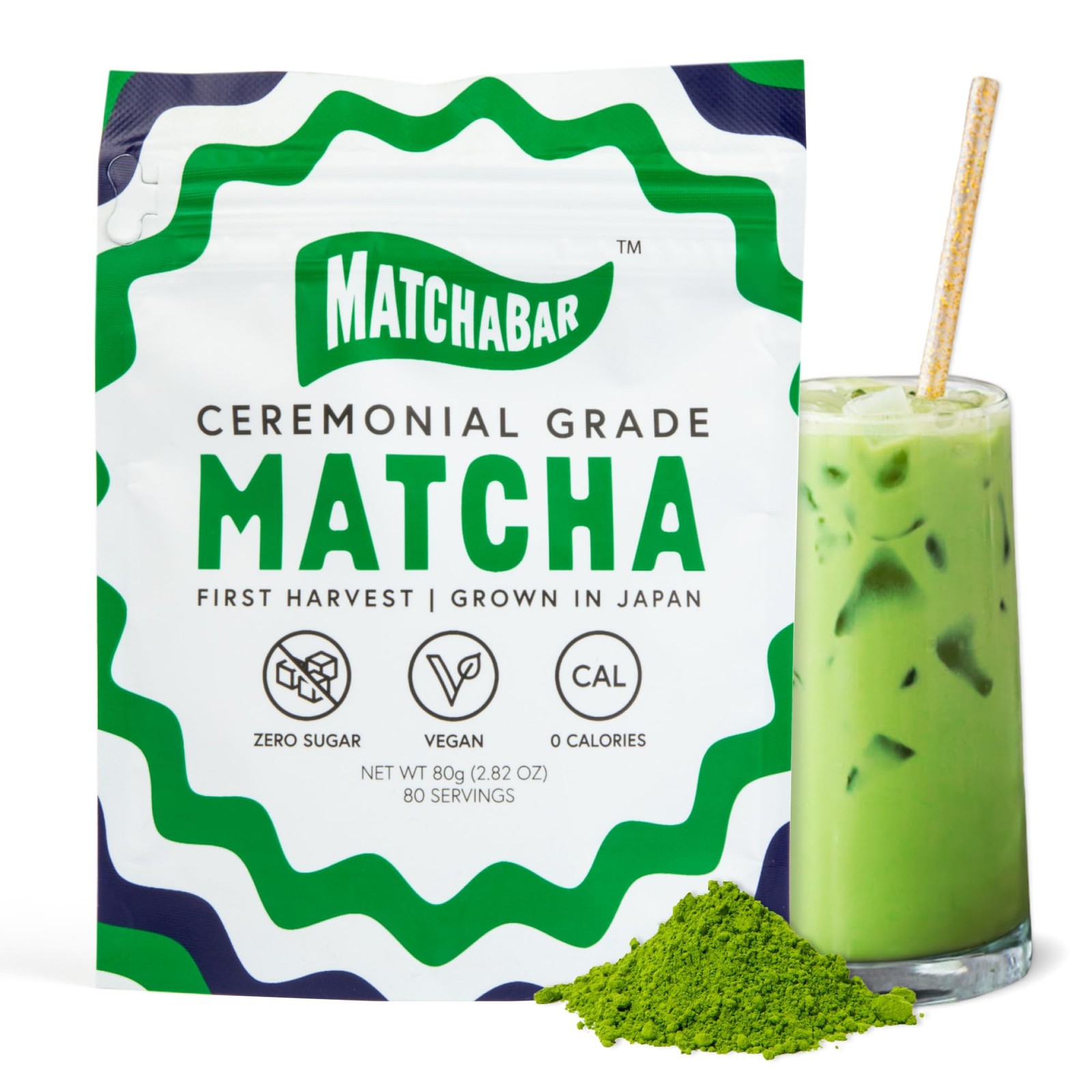 Matchabar Matcha Powder (80g) - Ceremonial Grade 2.8 Ounce (Pack of 1), Green 