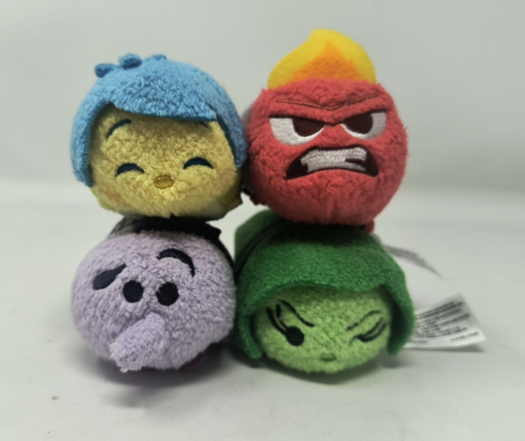Lot of 4 Disney Inside Out Tsum Tsum  Beanbag Stuffed Animals