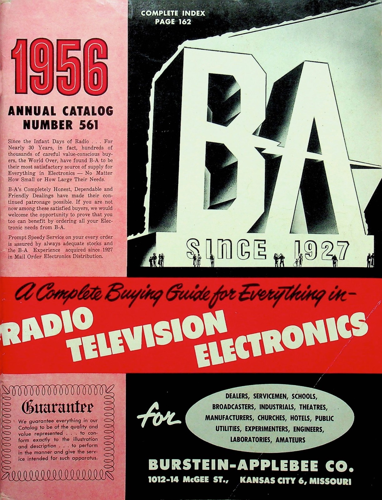 Vintage 1956 Burstein Applebee Electronics Catalog Stereos Radio Supplies -E18-J