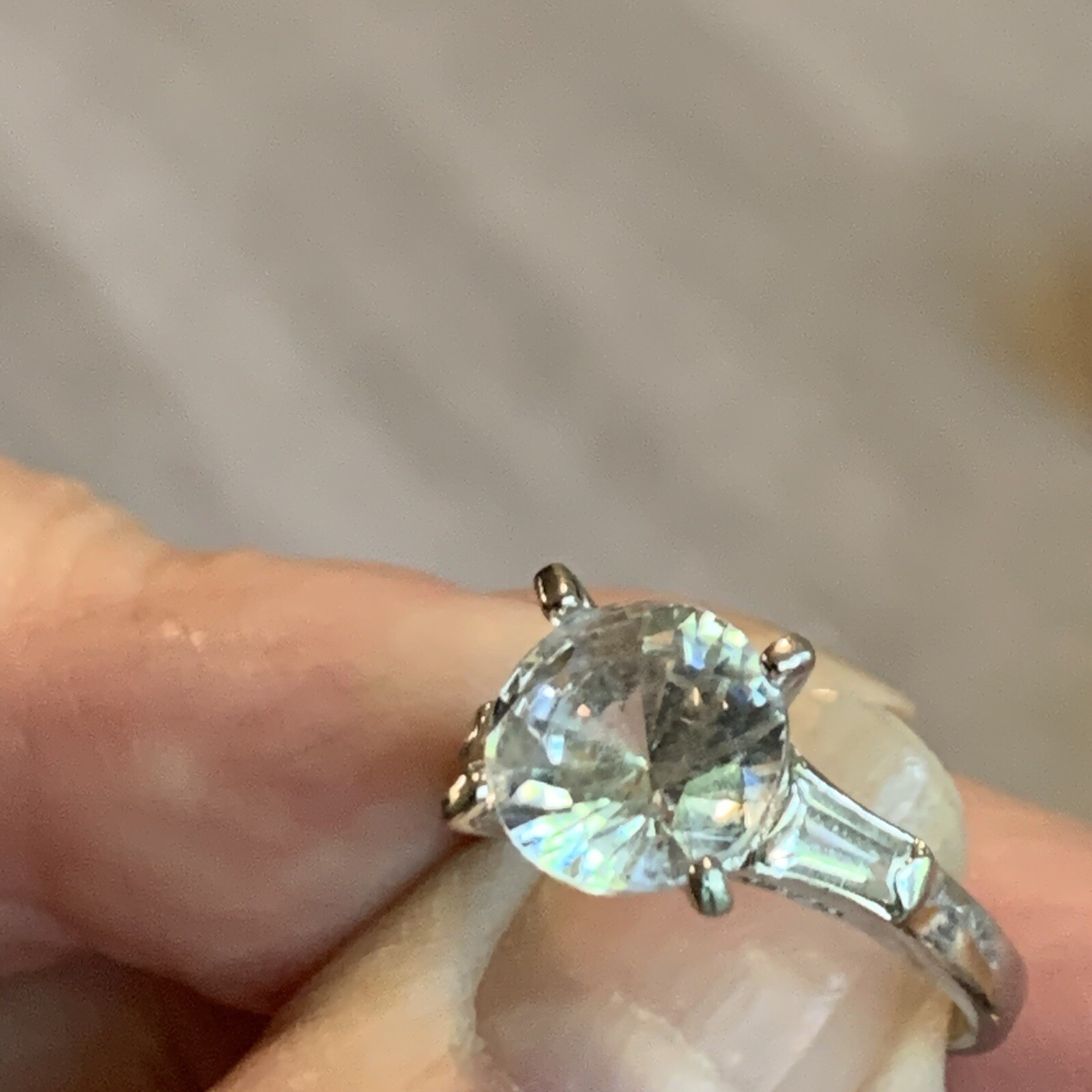 Brilliant Sterling Silver 925 CZ Engagement Ring Size 5.5 Large Solitaire Stone