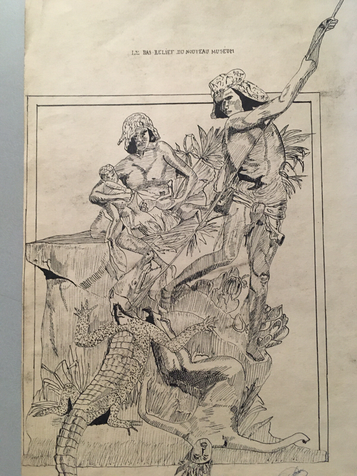 Très Beau Dessin Encre 1920 Indien Signature a Identifier