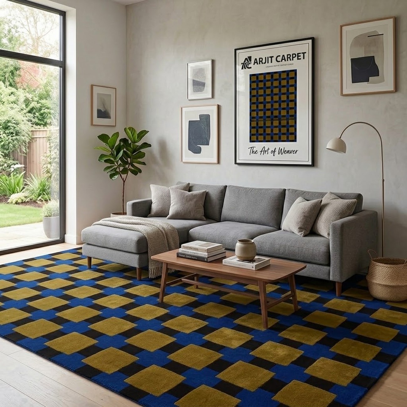 Checkered Hand Tufted Area Rug Indoor area , Living Room area Carpet Floor Rugs