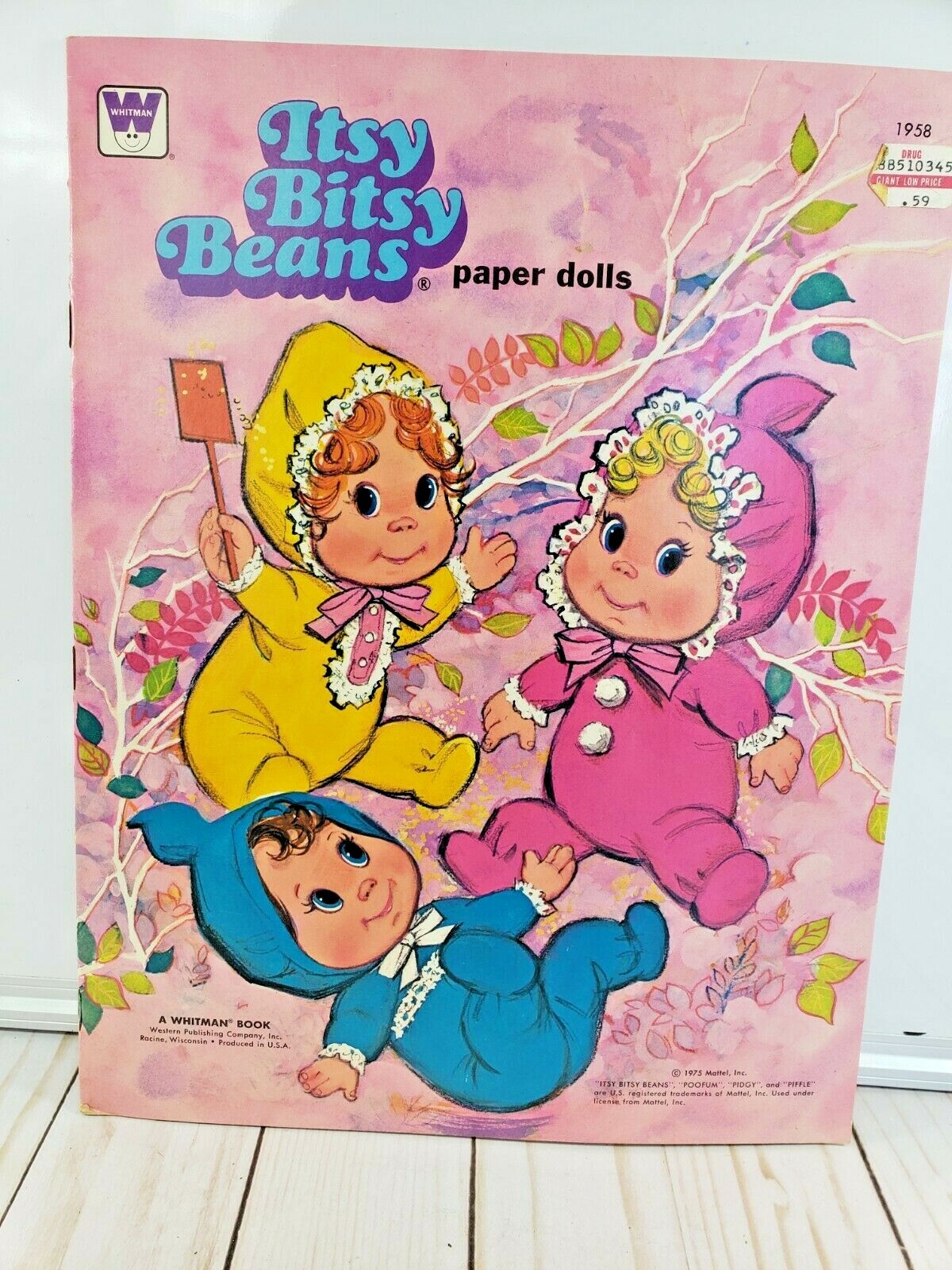1975 WHITMAN  ITSY BITSY BEANS PAPER DOLLS POOFUM,PIDGY,PIFFLE VINTAGE UNCUT USA