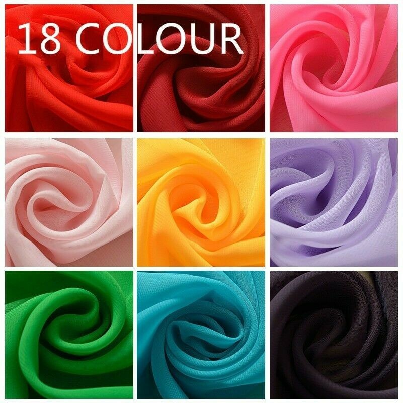 18 Colour Chiffon Fabric DIY Material Bridal Dress Costume Sheer Plain Soft Cosy