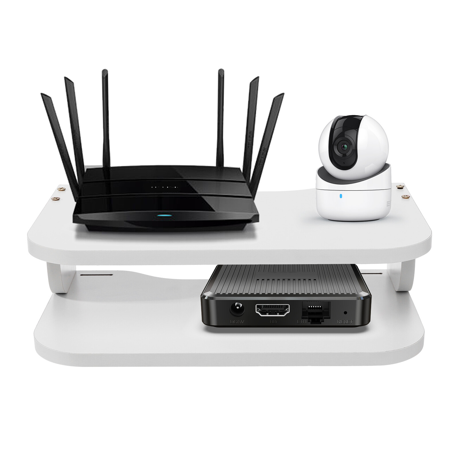 2-Tiers TV Component Holder Floating Shelf Set-top Box Shelf Wall Mount/Tabletop