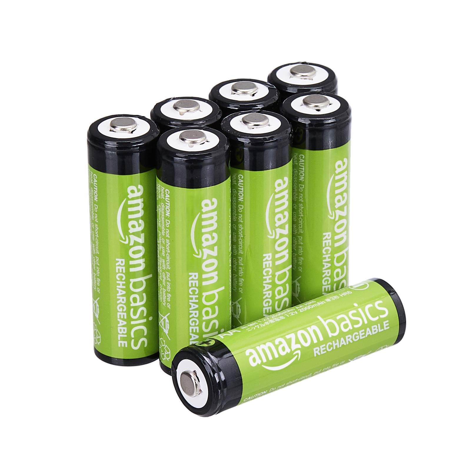 Amazon Basics HR-3UTG-AMZN (8P) 8-Pack Rechargeable AA NiMH Batteries Green