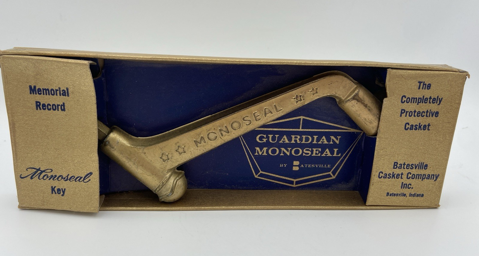 Vintage 70s/80s In Box Batesville Monoseal Casket Coffin Crank Key,Funeral READ!