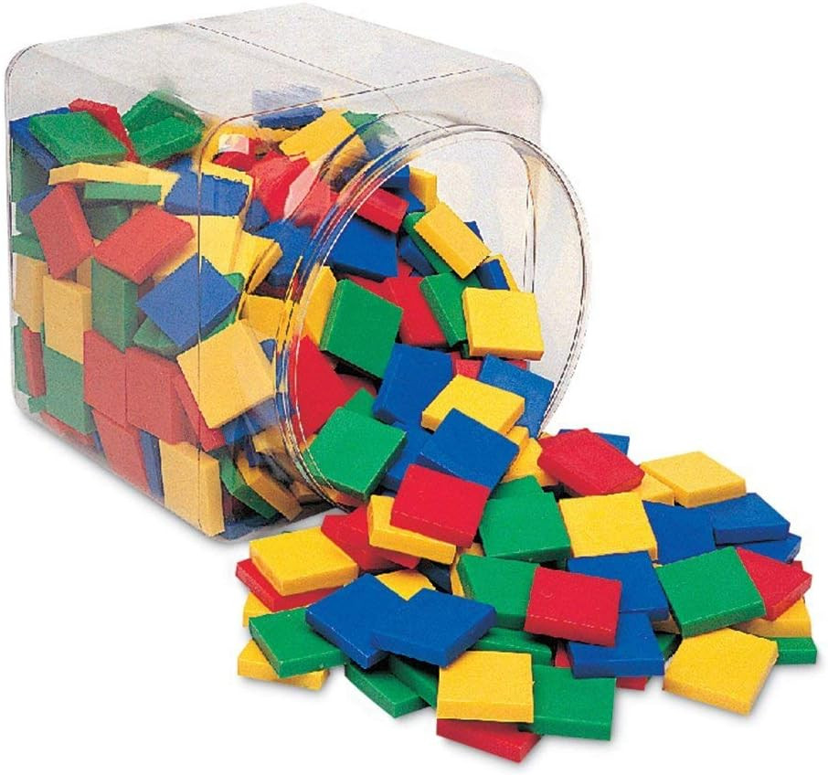 Square Color Tiles, Counting, Sorting Toy, Set of 400 in 6 Colors, Ages 4+