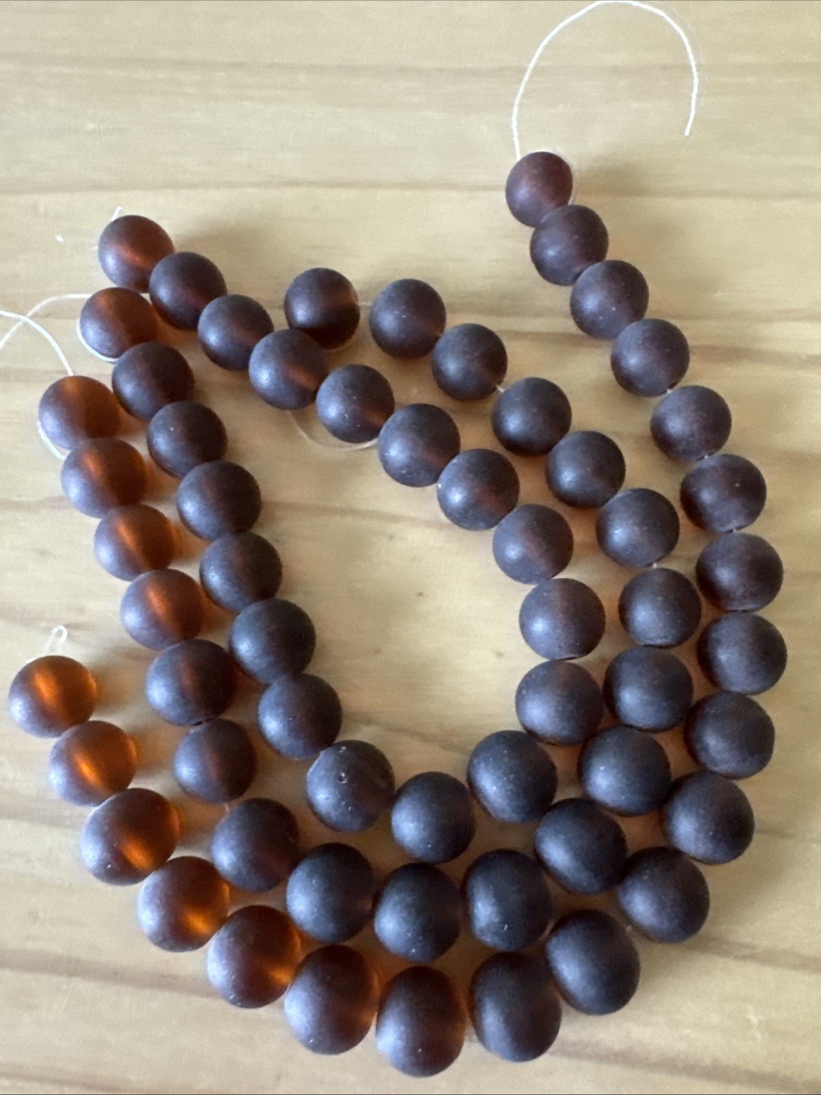 60 BROWN Frosted Sea Glass Round Beads  10mm Matte -  DIY JEWELRY MAKING