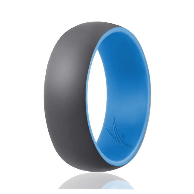 Silicone Wedding Ring - Duo Collection Dome Style - Light Blue-Grey by ROQ fo...