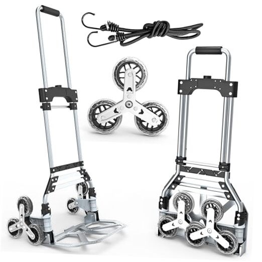 Stair Climbing Cart, 220 LBS Aluminum Stair Climber Dolly, 220 lbs Black Gray