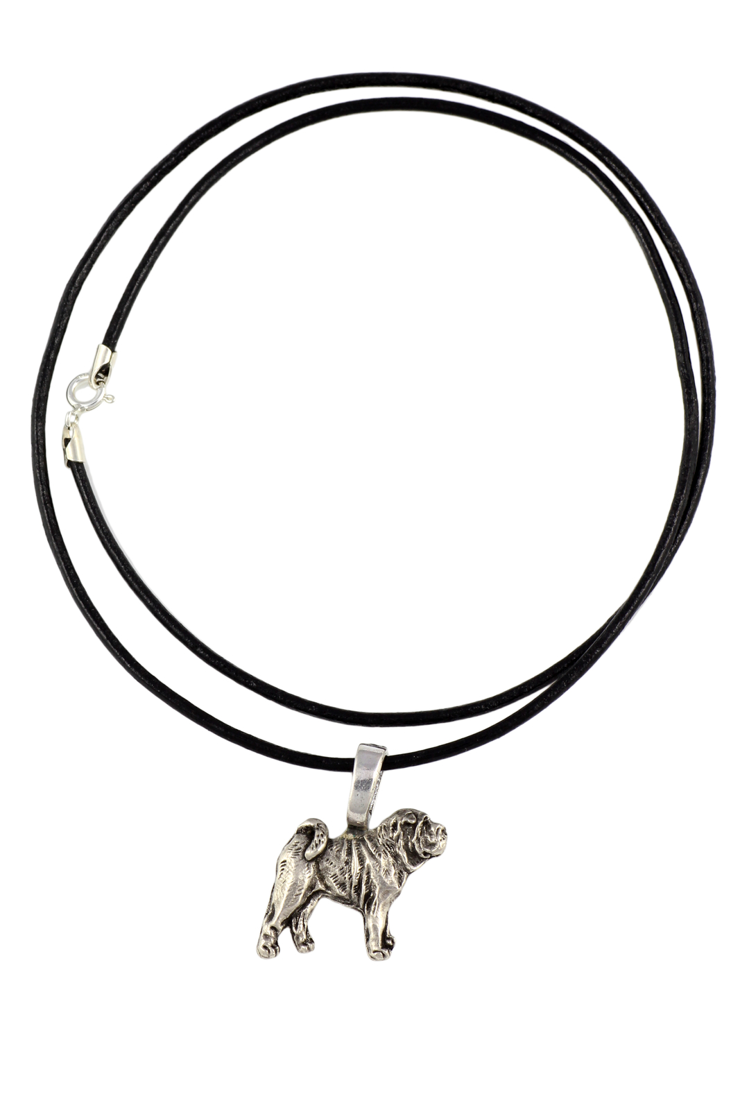 Shar Pei - Dog Collar, Silver-Plated Pendant For The Dog Lover, Subtle