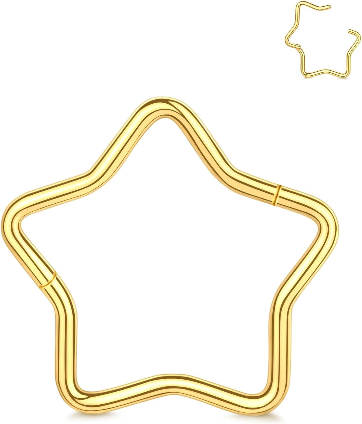 1Piece Star Septum Nose Rings for Women, 16G Daith Helix Piercing Jewelry Titani