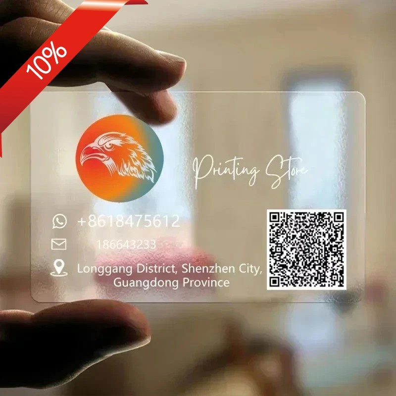 200 Transparent PVC Business Card Colorful Printing Personalized Free shipping