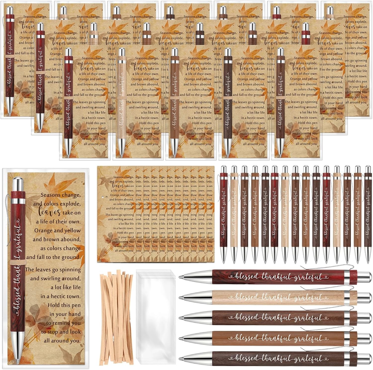 Epakh 100 Thanksgiving Gift Bulk Set, Autumn Pens and Greeting Cards
