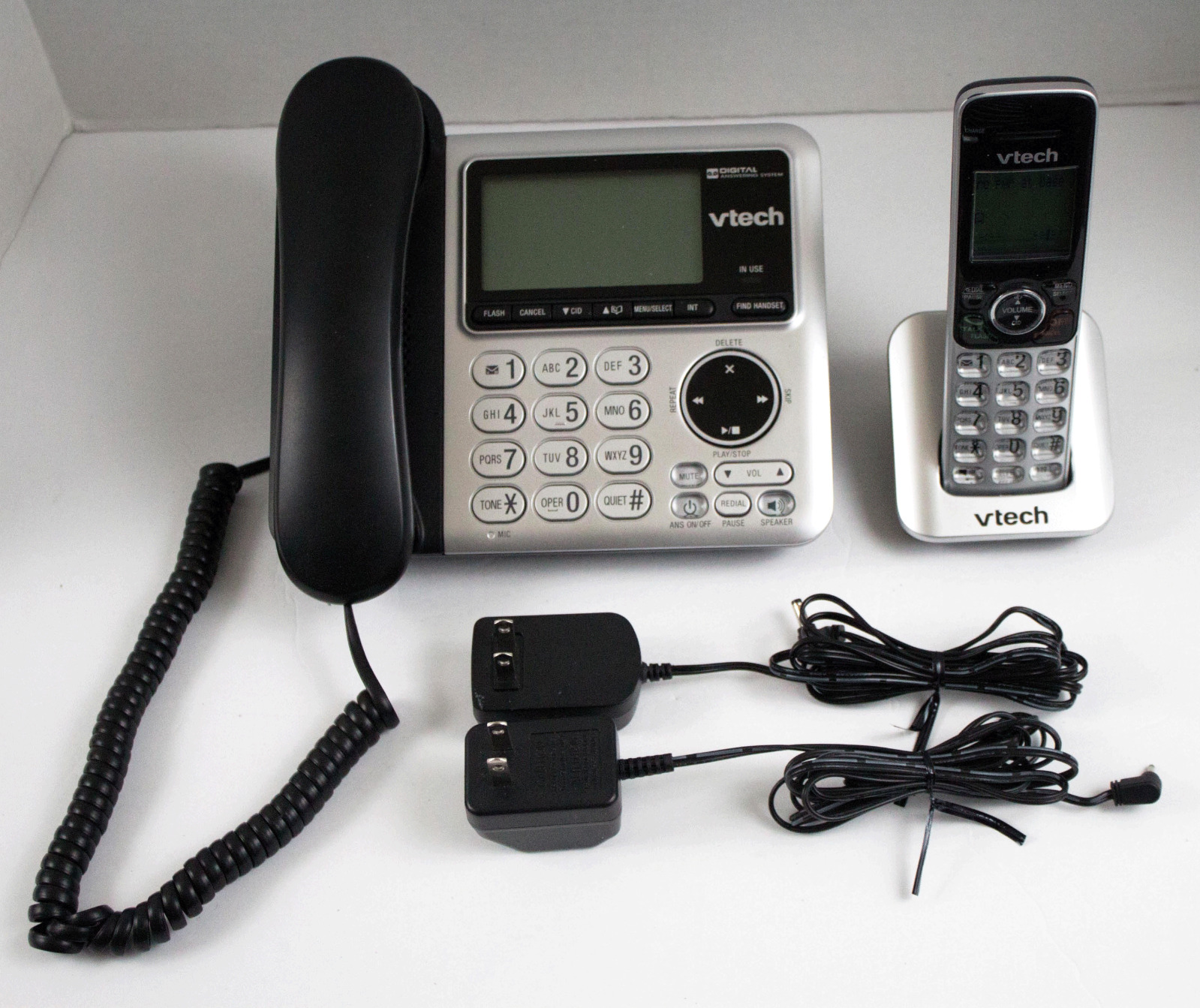 VTech CS6649 DECT 6.0 Expandable Corded/Cordless Phone w/ Answering Machine