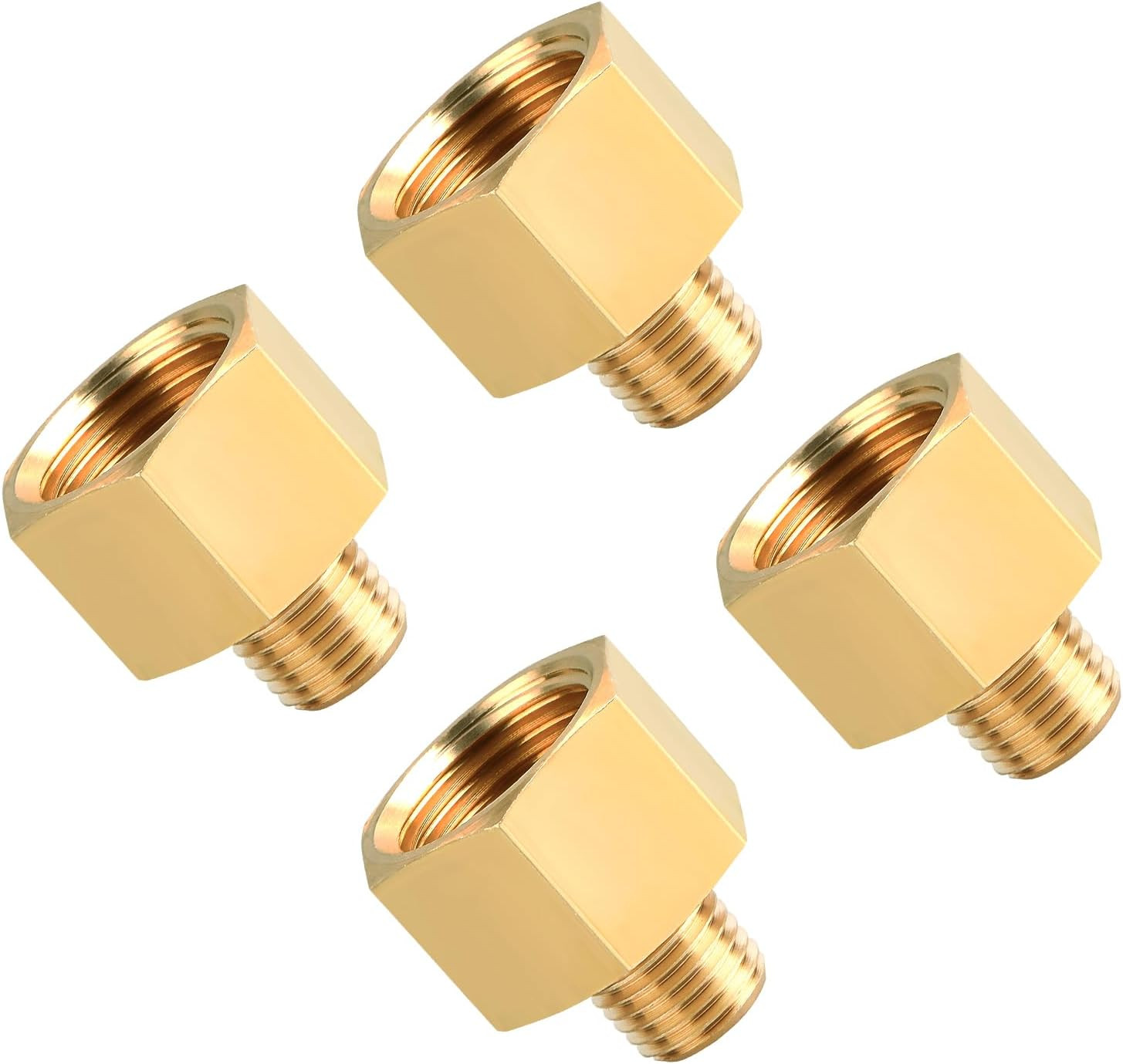 4-Pack 1/2 Inch Female X 1/4 Male NPT Reducer, Brass Pipe Fitting Adapters, 1/4'