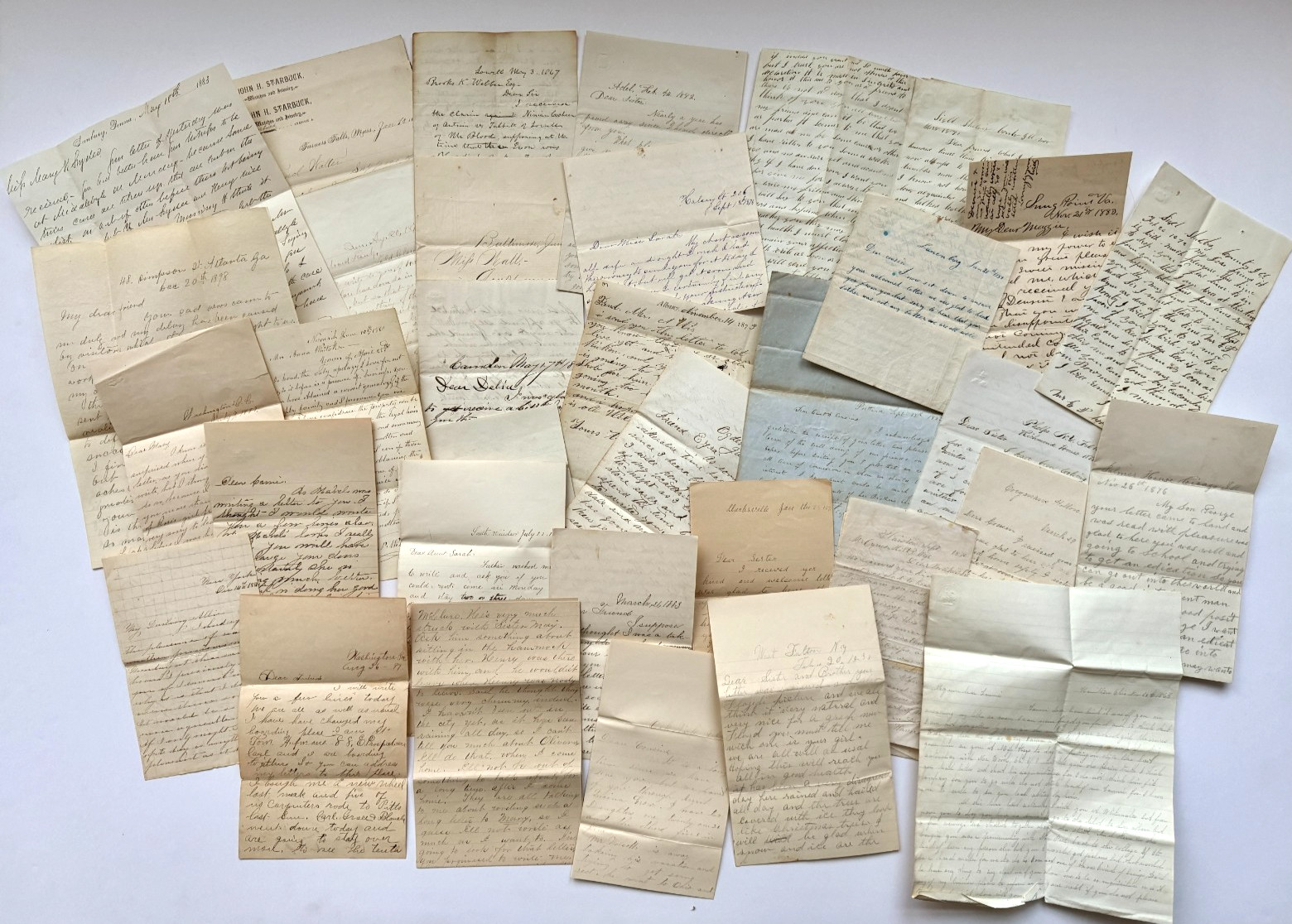 35 Handwritten Personal Notes & Letters c. 1870s Victorian Manuscripts