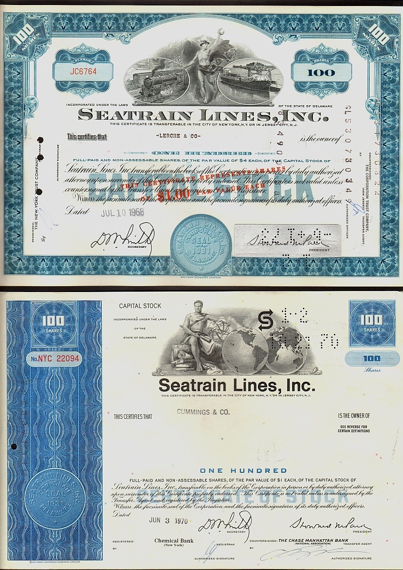 Set of 2  SEATRAIN LINES  Rail Car Ferry  NY / NJ  New York / Caribbean Ports 